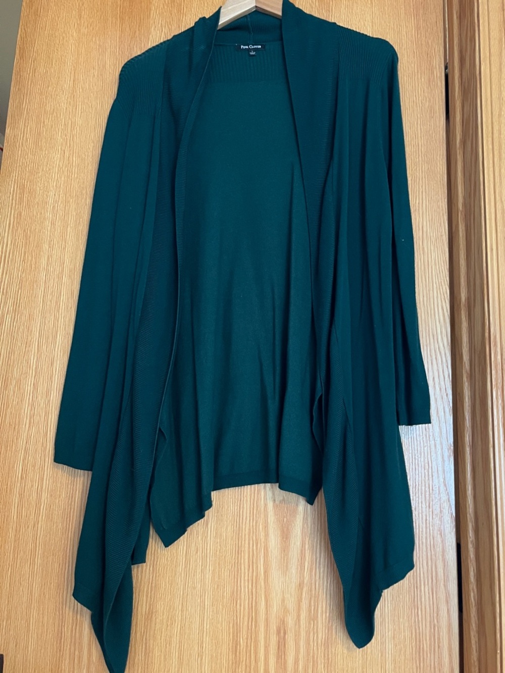 Pink Clover Dark Green Open-Front Draped Cardigan